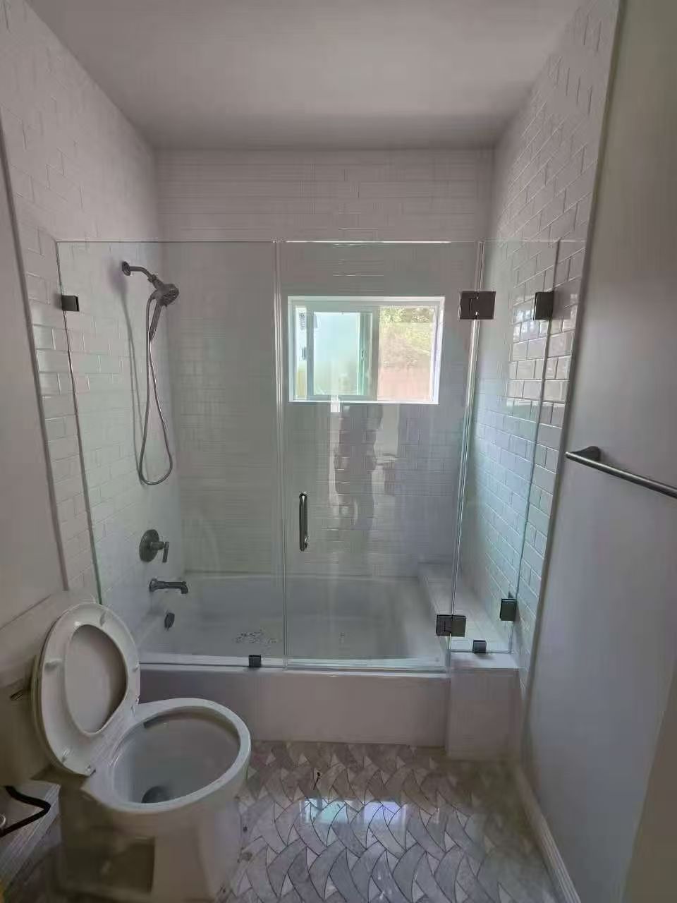 NIRVANA Shower Door on TUB - INLINE - Brushed Nickel
